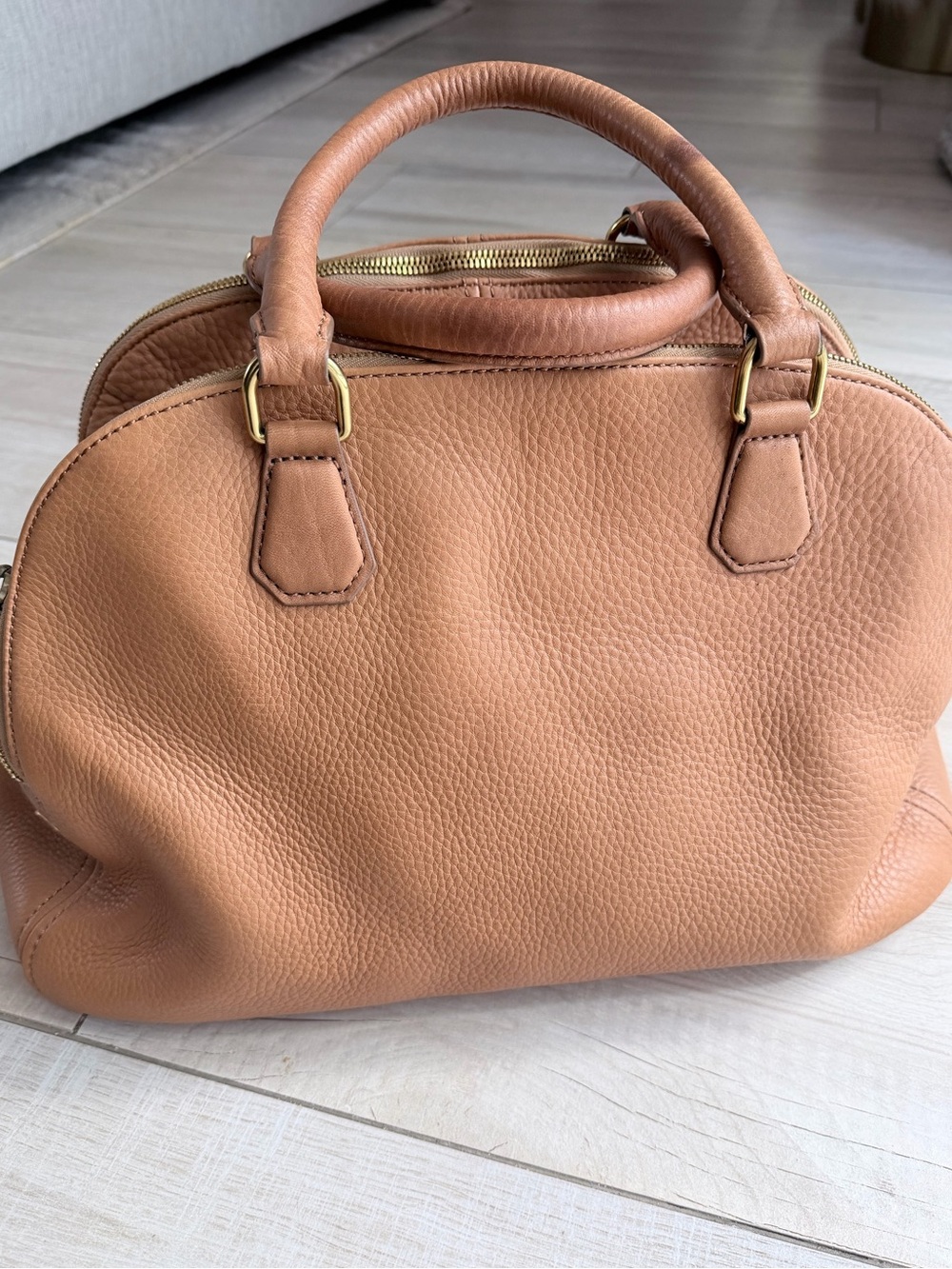 NWT J. Crew Pebbled Leather Satchel - Camel/Tan